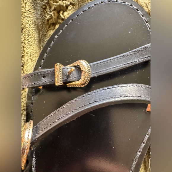 Sézane Roxanne Leather Sandal Black US Size 8 - Picture 3 of 5